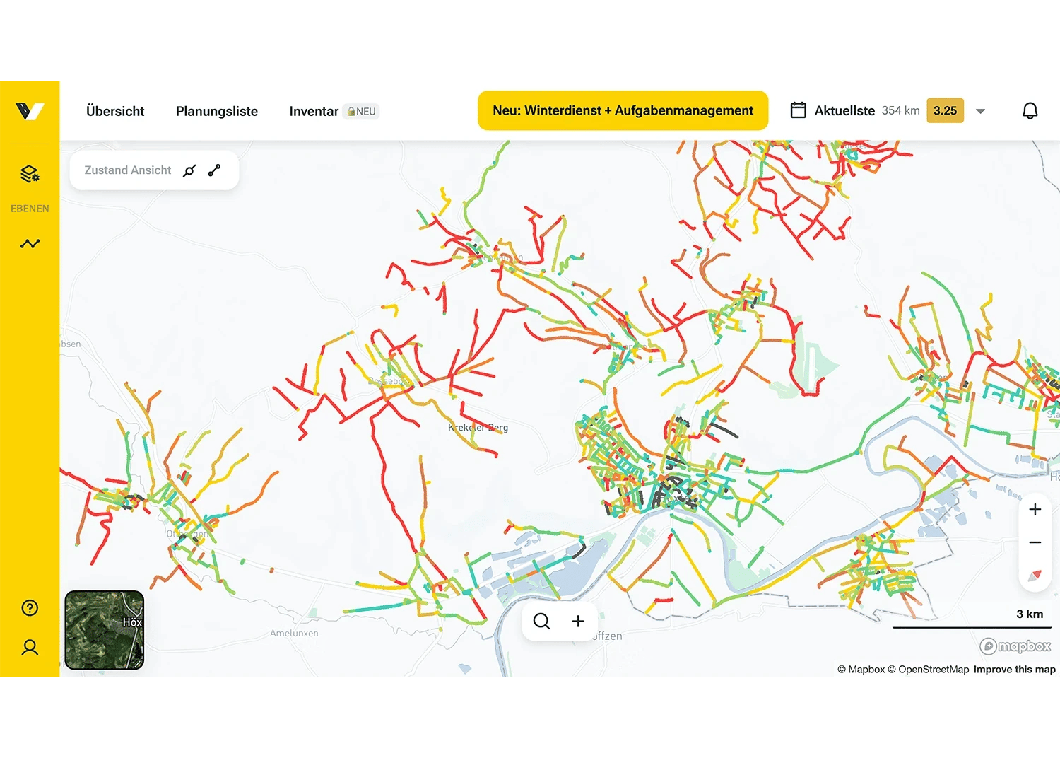 Screenshot aus dem vialytics Web System der Kartenansicht von Sonneberg