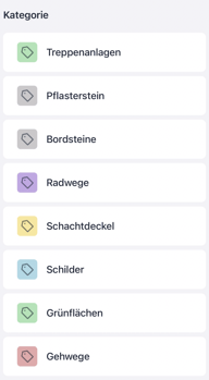 Screenshot der Filterkategorien in der vialytics App
