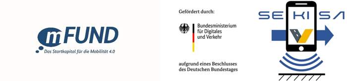 Logo des mFund, von SEKIS und dem Bundesministerium für Digitales und Verkehr