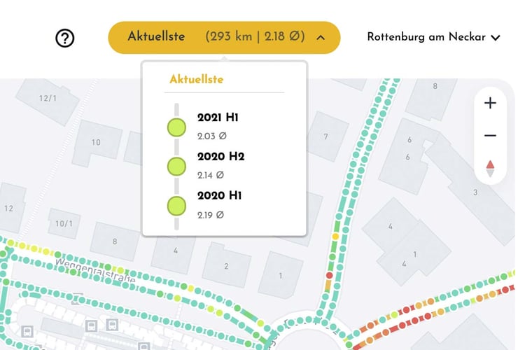Auswertung des Straßenzustandes im Straßenkataster vom vialytics Websystem