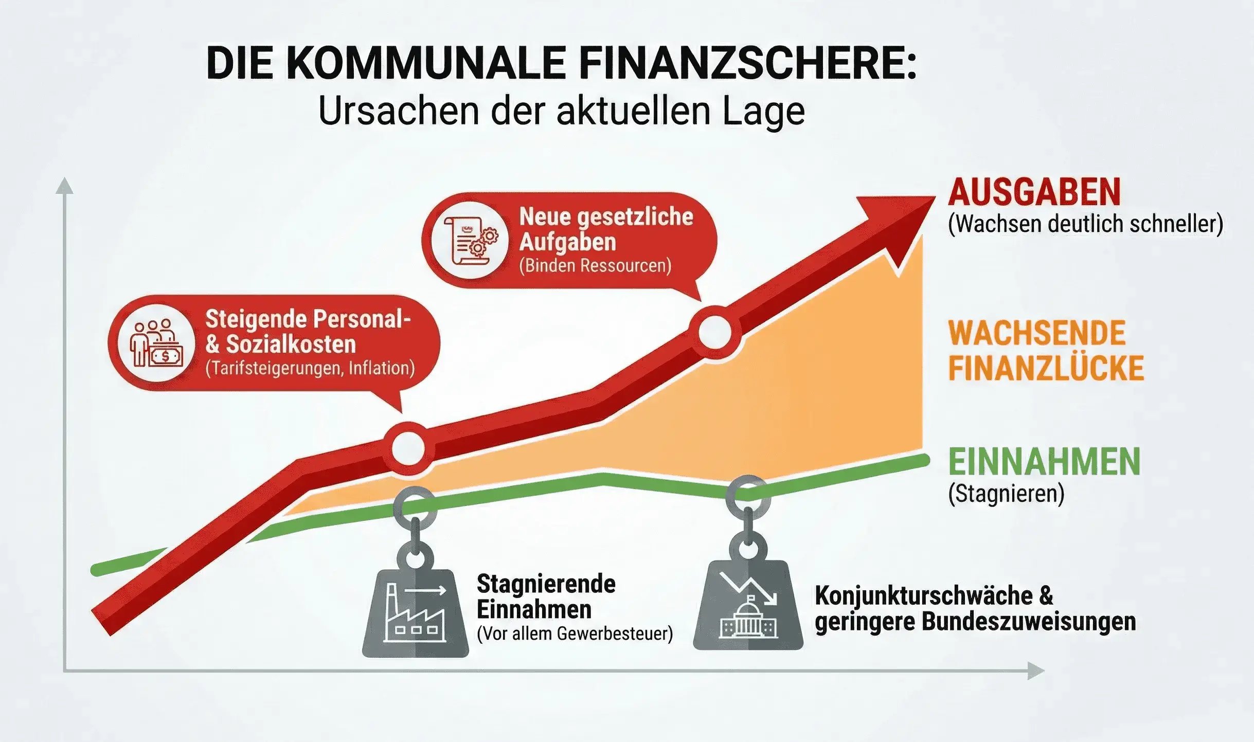 Illustration zur kommunalen Finanzschere